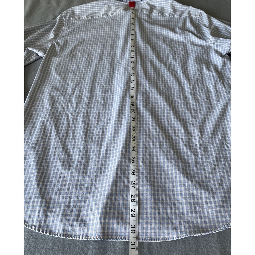 J. M. Haggar Mens Dress Shirt 16 1/2-34/33 Slim Fit Performance Gingham Check - Picture 11 of 12